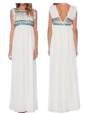 Tularosa x Revolve Stella Beaded Rhinestone Maxi Dress White sz S